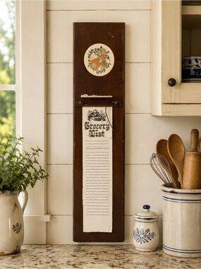 Vintage 21" Wood Grocery List Wall Hanging